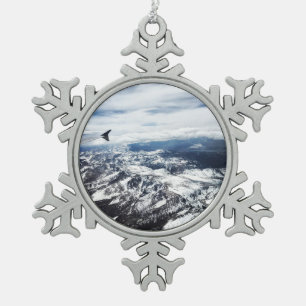 Colorado Rocky Mountains Snowflake Pewter Christmas Ornament