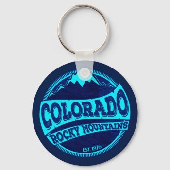 Colorado Rocky Mountains Teal Blue Ink Keychain by ColoradoCreativity at Zazzle