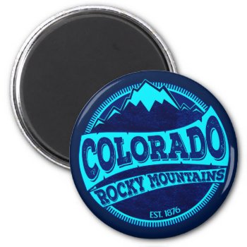 Colorado Rocky Mountains Teal Blue Ink Magnet by ColoradoCreativity at Zazzle