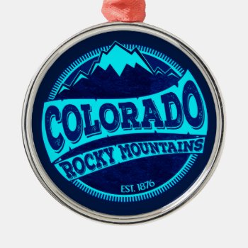Colorado Rocky Mountains Teal Blue Ink Ornament by ColoradoCreativity at Zazzle