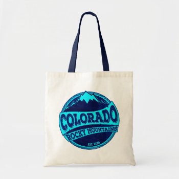 Colorado Rocky Mountains Teal Blue Ink Tote Bag by ColoradoCreativity at Zazzle