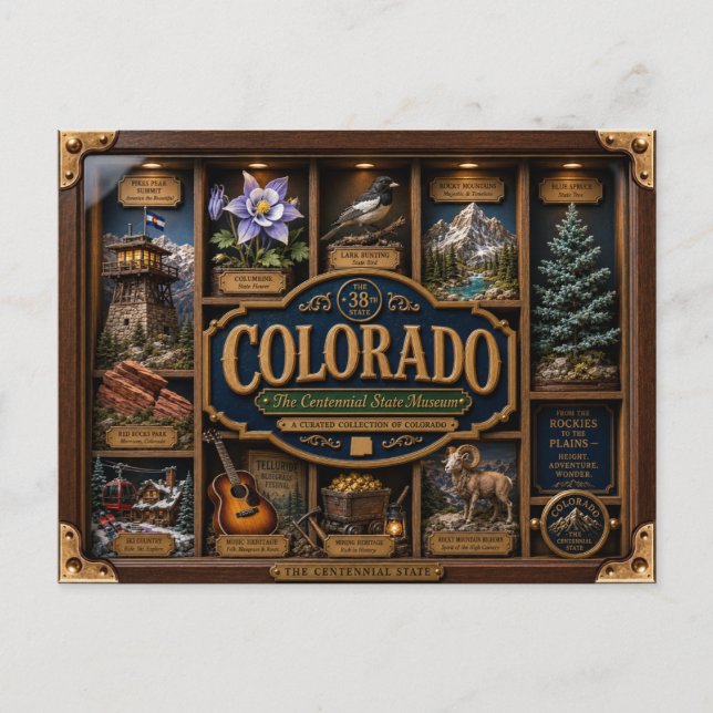 Colorado Shadow Box 3D Figurine State Postcard (Front)