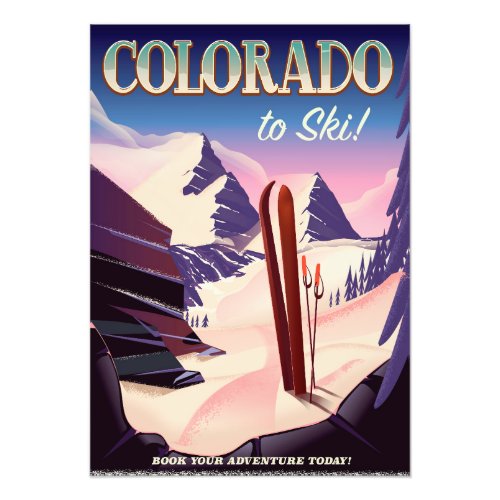 Colorado Ski print _ USA vintage ski sports poster