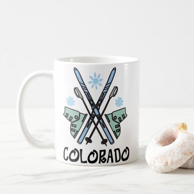 Colorado Skiing Coffee Mug (With Donut)