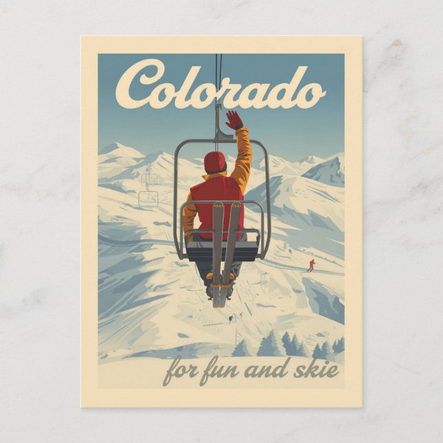 Colorado Skiing Travel Postcard (Front)