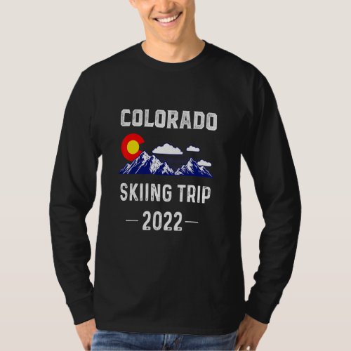 Colorado Skiing Trip 2022 Denver Map Flag Co Souve T_Shirt
