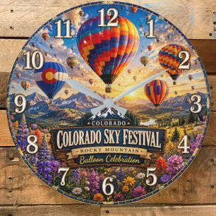 Colorado Sky Festival Rocky Mountain Balloon  Large Clock