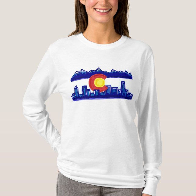 Colorado skyline ladies hoodie T-Shirt (Front)