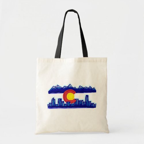 Colorado skyline reusable state flag bag