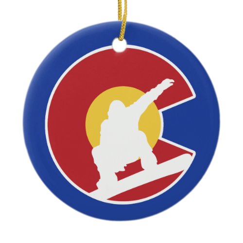 Colorado Snowboard Ceramic Ornament