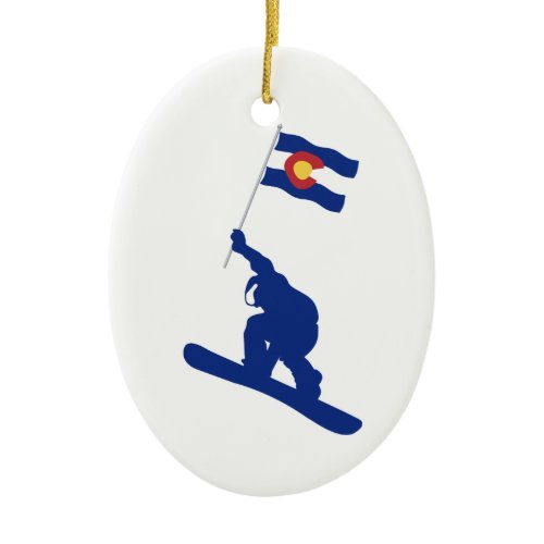 Colorado Snowboard Flag Ceramic Ornament