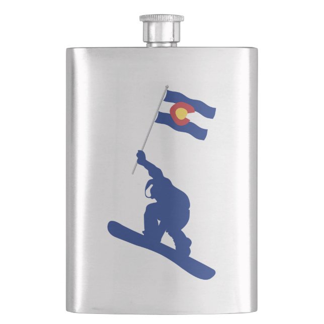 Colorado Snowboard Flag Hip Flask (Front)