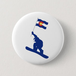 Colorado Snowboard Flag Pinback Button