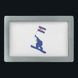 Colorado Snowboard Flag Rectangular Belt Buckle<br><div class="desc">The boarding in Colorado is as endless as it is epic. Unlimited terrain,  magic powder,  and stoke till the cows come home. Fly the Colorado flag high - board Colorado!</div>