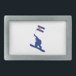Colorado Snowboard Flag Rectangular Belt Buckle<br><div class="desc">The boarding in Colorado is as endless as it is epic. Unlimited terrain,  magic powder,  and stoke till the cows come home. Fly the Colorado flag high - board Colorado!</div>