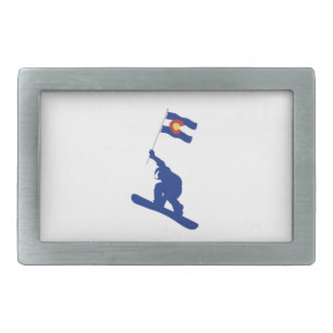 Colorado Snowboard Flag Rectangular Belt Buckle