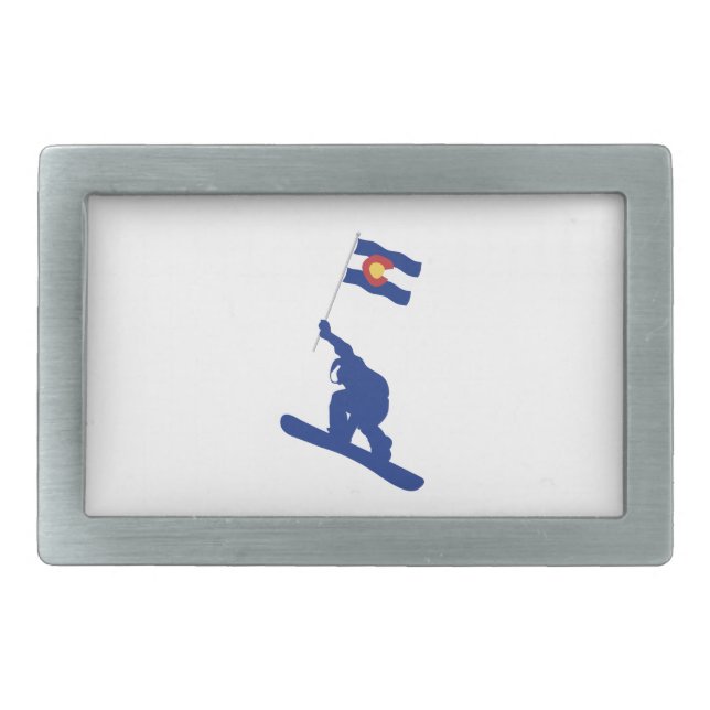 Colorado Snowboard Flag Rectangular Belt Buckle (Front)