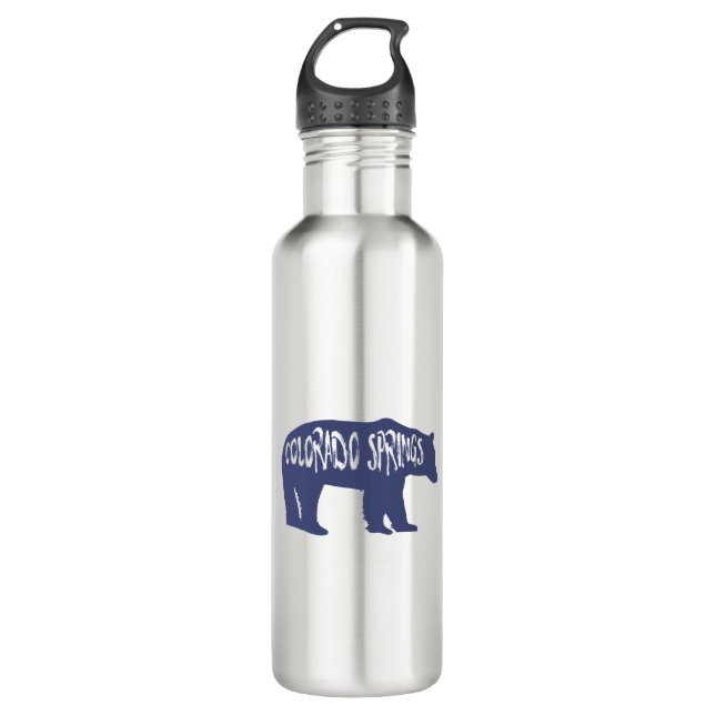 Colorado Springs Bear Stainless Steel Water Bottle (Front)