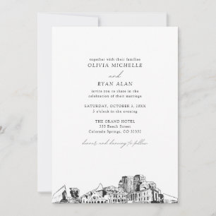 Colorado Springs Black & White Wedding Invitation