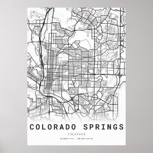 Colorado Springs City Map Poster