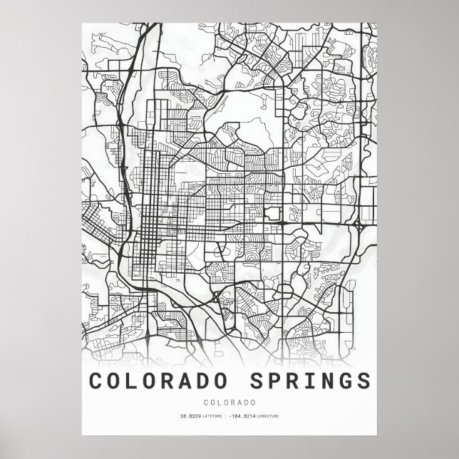 Colorado Springs City Map Poster (Front)
