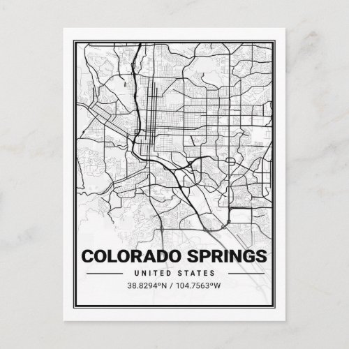 Colorado Springs CO Carolina USA Travel City Map Postcard