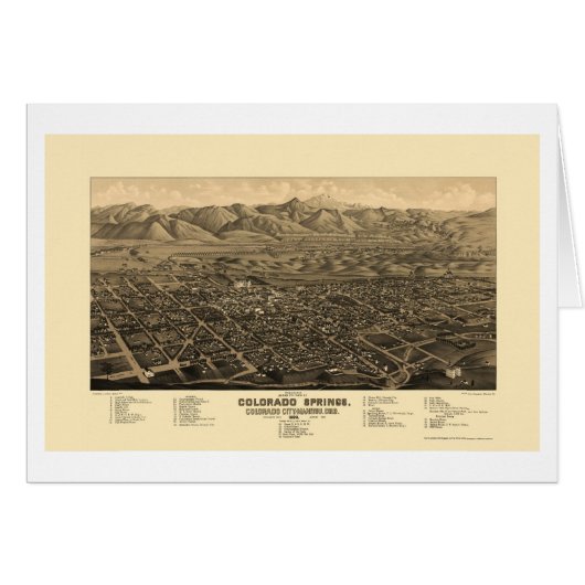 Colorado Springs, CO Panoramic Map - 1882 Cards (Front Horizontal)