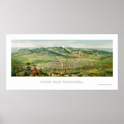 Colorado Springs CO Panoramic Map _ 1890 Poster
