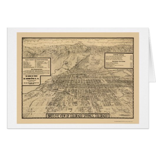 Colorado Springs, CO Panoramic Map - 1909 Cards (Front Horizontal)