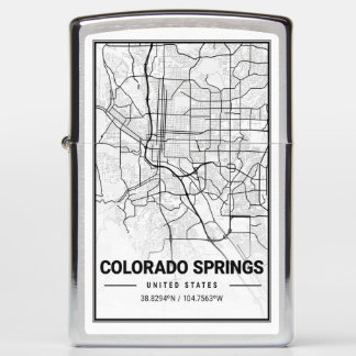 Colorado Springs CO USA City Travel City Map Zippo Lighter