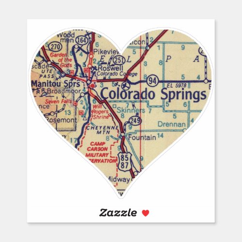 Colorado Springs CO Vintage Map Sticker