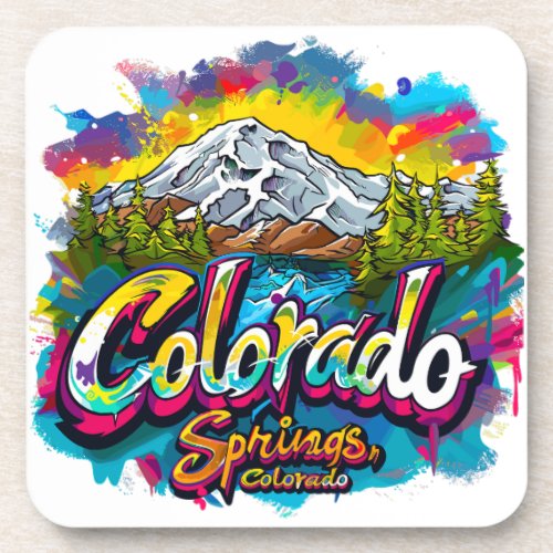 Colorado Springs Colorado Pikes Peak Mountain Beverage Coaster