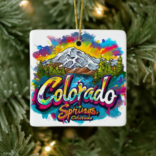 Colorado Springs Colorado Pikes Peak Mountain Ceramic Ornament