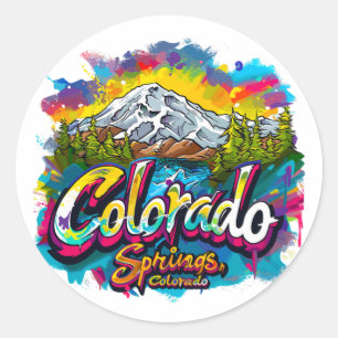 Colorado Springs, Colorado Pikes Peak Mountain Classic Round Sticker