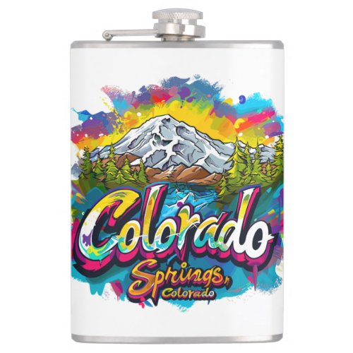 Colorado Springs Colorado Pikes Peak Mountain Flask