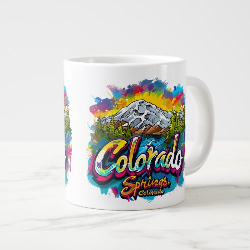 Colorado Springs Colorado Pikes Peak Mountain Giant Coffee Mug