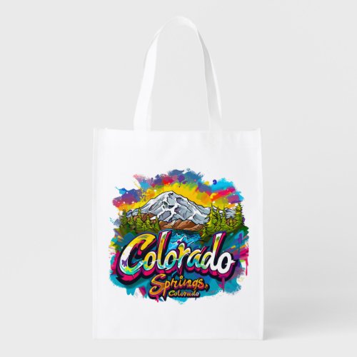 Colorado Springs Colorado Pikes Peak Mountain  Grocery Bag