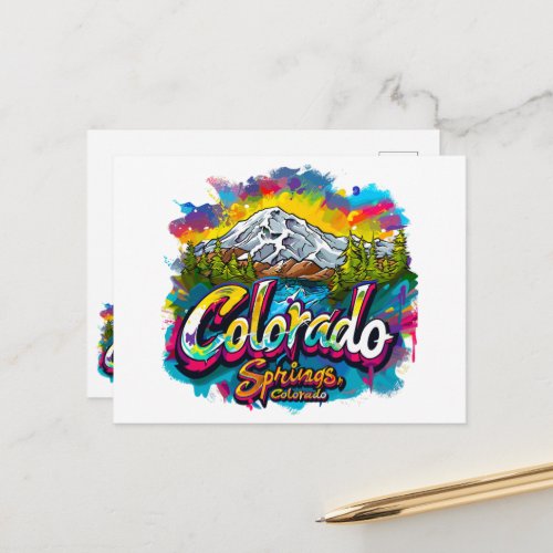 Colorado Springs Colorado Pikes Peak Mountain Postcard
