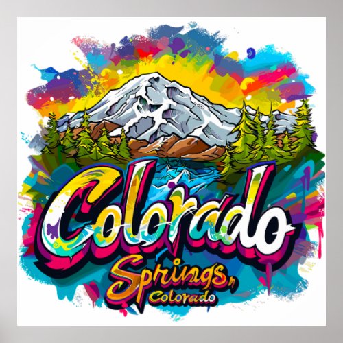 Colorado Springs Colorado Pikes Peak Mountain Poster