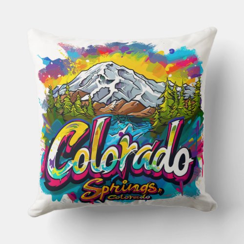 Colorado Springs Colorado Pikes Peak Mountain Throw Pillow