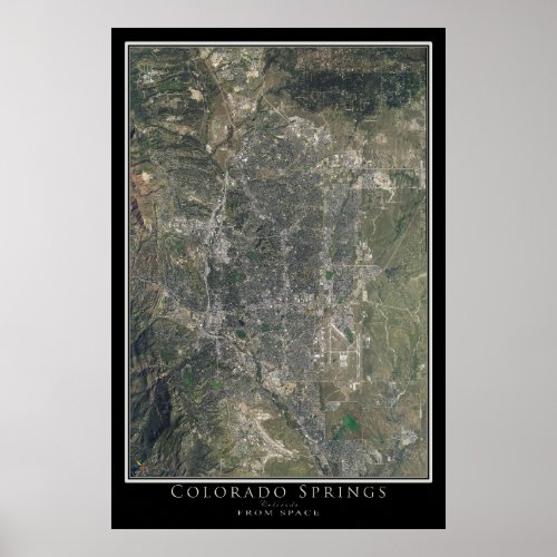 Colorado Springs Colorado Satellite Poster Map