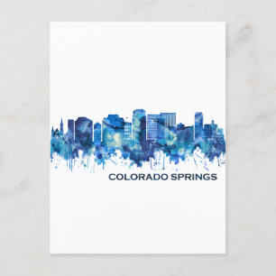 Colorado Springs Colorado Skyline Blue Invitation Postcard