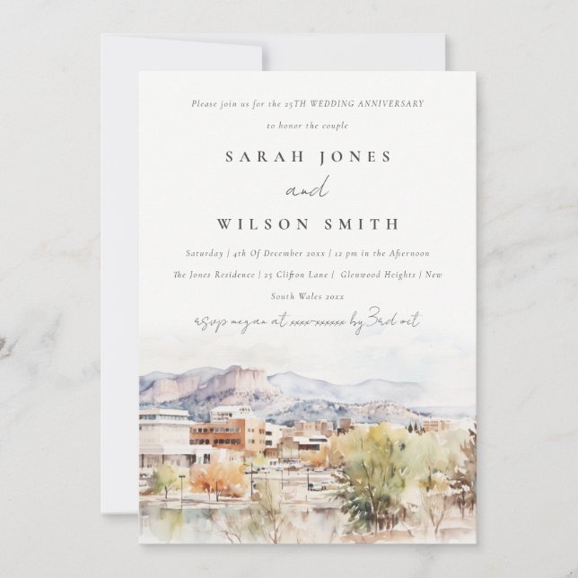Colorado Springs, Colorado  Wedding Anniversary  Invitation (Front)