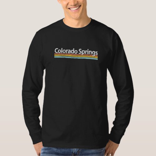 Colorado Springs  Colorado  Worn Retro Stripes T_Shirt
