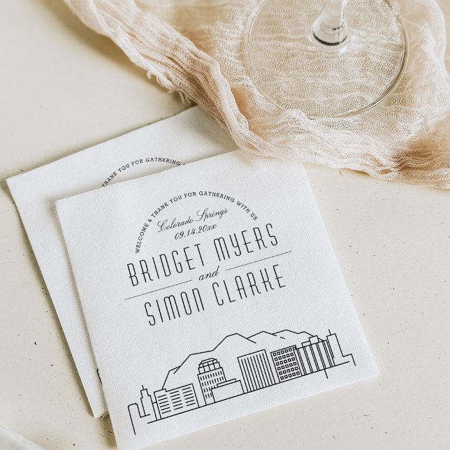 Colorado Springs Deco Skyline | Wedding Event Napkins (Creator Uploaded)