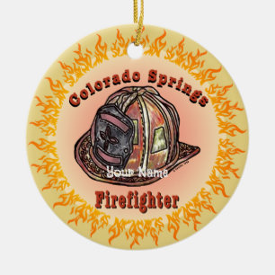 Colorado Springs Firefighter Ceramic Ornament