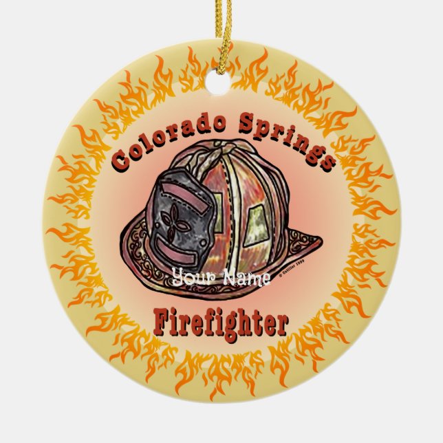 Colorado Springs Firefighter  Ceramic Ornament (Front)