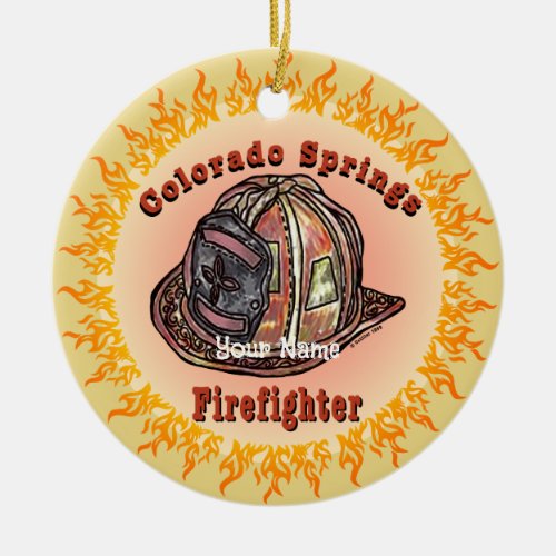 Colorado Springs Firefighter custom name Ceramic Ornament