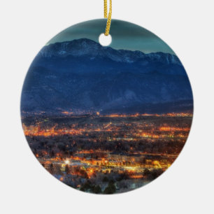 Colorado Springs Lights Ceramic Ornament