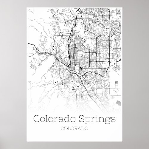 Colorado Springs Map _ Colorado _ City Map Poster